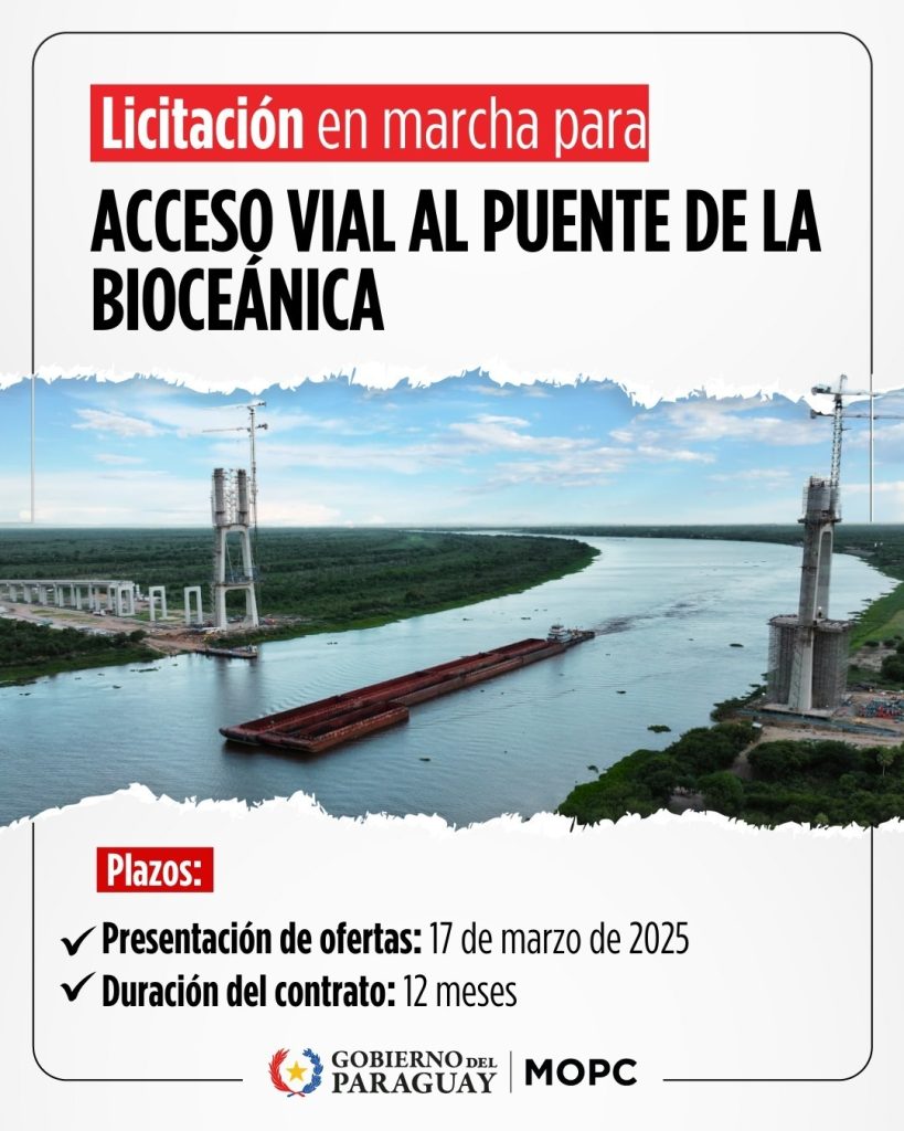 En marcha licitación para construcción del acceso al puente de la Bioceánica