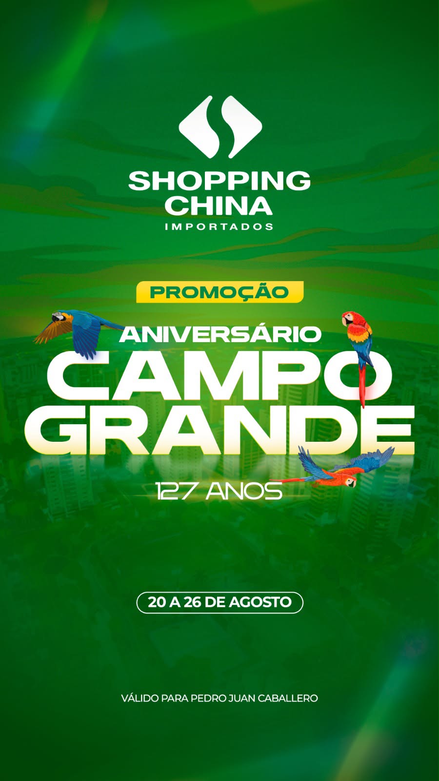 Para comemorar o aniversário de Campo Grande, preparamos uma promoção especial para você!