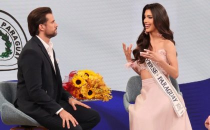 La Miss Universo Paraguay, Gretha Matiauda, en entrevista televisiva internacional
